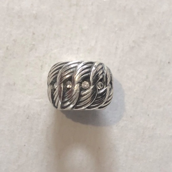 🆕 Brighton silver bead with swirls & clear crystals around center NWOT Retired - Picture 2 of 7